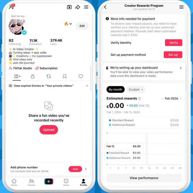 [Discounted] France Monetized Creator Rewards Program Account | 11K Followers & 379K Likes | Verified Screenshots + Instant Delivery