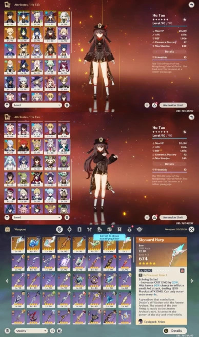 All PLatform - EU - AR58 - 58 Character 17 5'Star - 8 Weapon 5'Star - Zibai - Chasca - Nahida - Hu Tao - Zhongli - Code1400