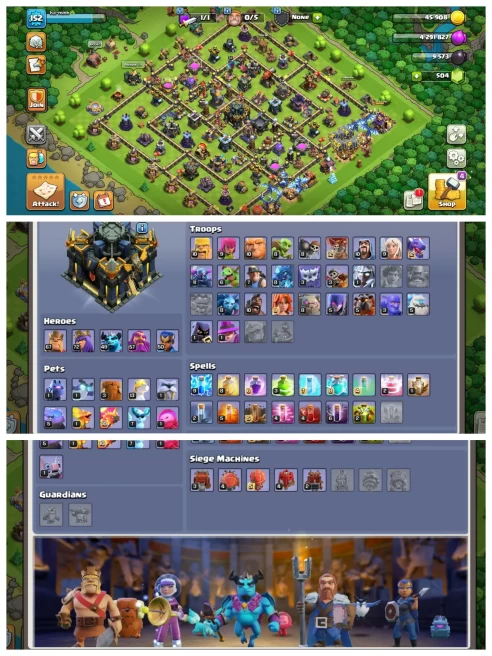 M247【Fully Wall Max Out】Th 17 Donation Type Account◈11 Epic[3 Epic Fully Max] NC 500 Gems◈BH 8◈Hero 67,72,49,57,50