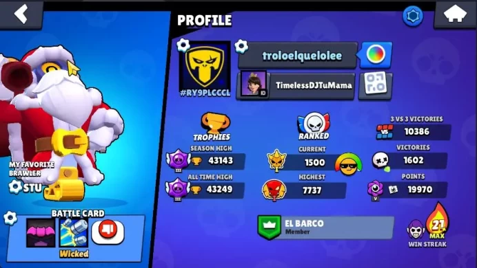 43K Trophy 84 Brawlers+26 Max Level|4 Hypercharge, 1 Legendary, 3 Mythic Skin Etc|Bonus Clash Royale|TakeMail|CheckSS(BS746)