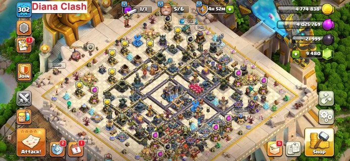 TH18-XP302 (5 Hero Max-125 Wall Max-9K Gem-23k Legendary Loot-1 Skin Map)-7 Hero Skins-3 Epic Max Gear-4024 Varastar-Lifetime Warranty