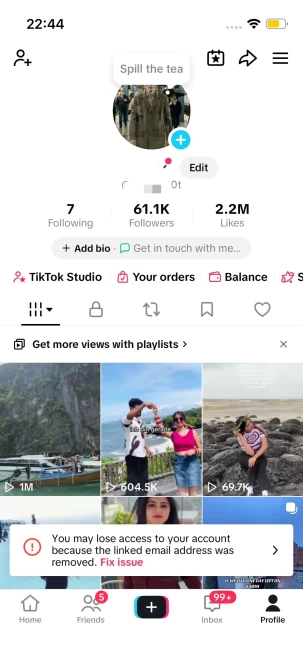 Instanly Delivery/ Germany Monetized 61K Real Followers+2.2M Real Likes Account/ Creator Rewards Program Activated/ Live Stream/ Full Access