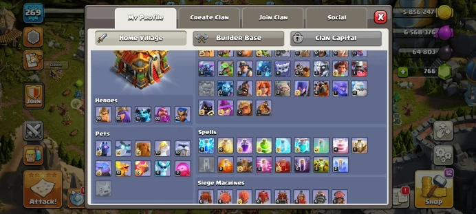 CLASH OF DRAGONS SCENERY | RARE LEVEL 269 | LOTS OF MAGIC ITEMS | 24 EXCLUSIVE SKINS | HIGH DEFENSES AND WALLS