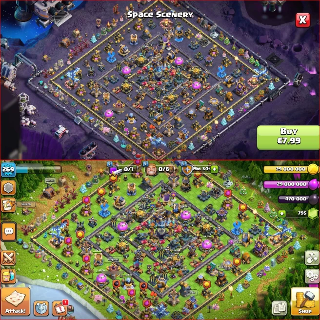 [ 5550 WAR STAT ] Town hall 18, Xp 269, All 5 Heroes Max { All Rare Equipments } 10k LT, helper Max, 20 Skin Hero, 125 Wall Max, Full Defenses !