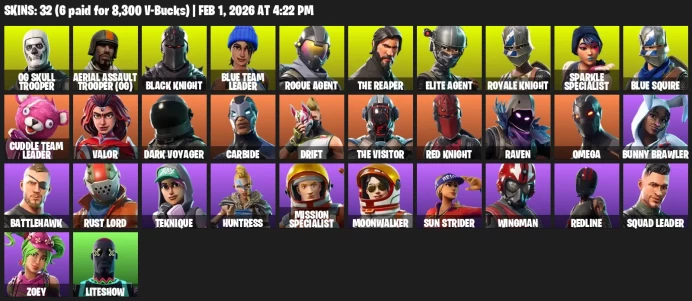 32 skins | OG Skull Trooper + Aerial Assault Trooper + (OG) Black Knight