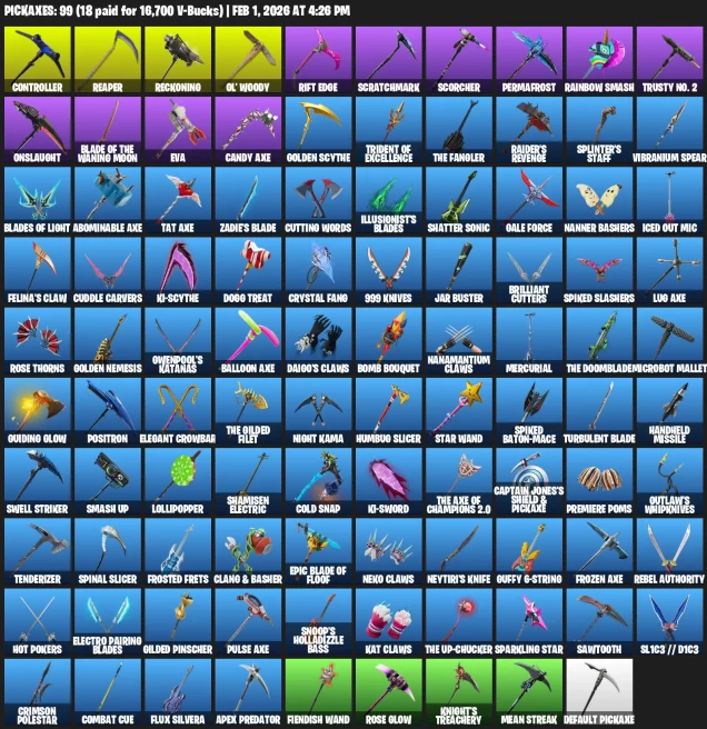 99 Skins+OG Ghoul Trooper +Royale Knight+Trailblazer