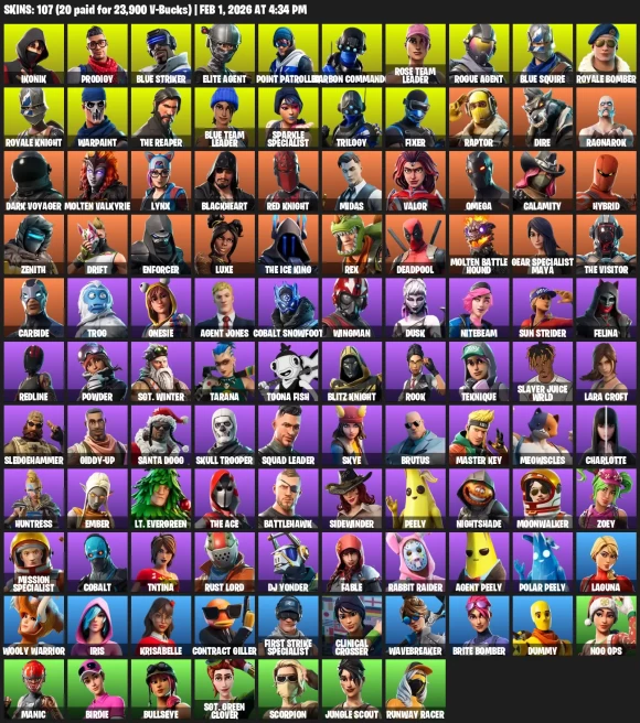 107 skins | Ikonik + Sparkle Specialist + The Reaper