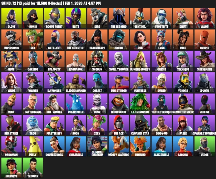 72 Skins | IKONIK | Glow | Rogue Agent | Blitz | Rex | Lynx | Luxe | Catalyst |