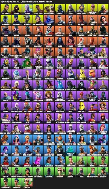 163 Skins + IKONIK + GALAXY + Travis Scott + The Reaper + Levaithan Axe