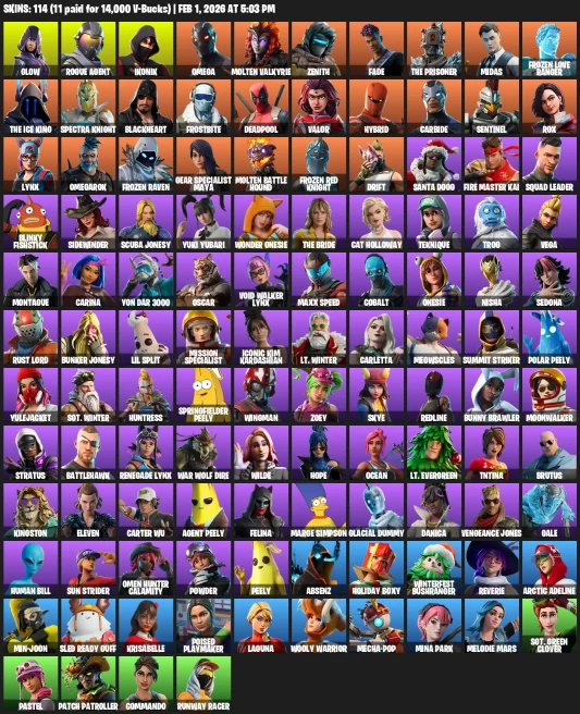 114 Skins | IKONIK | Take The L | Omega | Drift | Rogue Agent