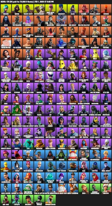 175 Skins | Wonder + IKONIK + Travis Scott + Merry Mint Ax + Leviathan Ax |
