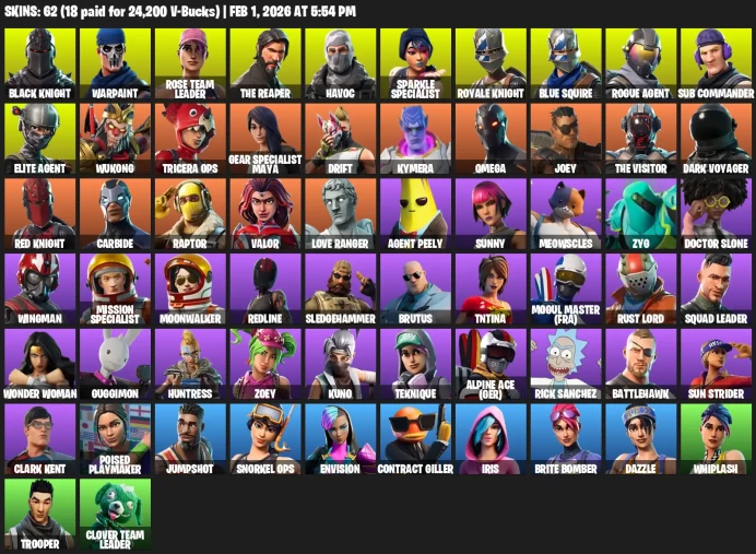 62 Skins | OG STW | Black Knight | Sparkle Specialist | The Reaper | Blue Squire |