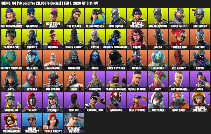 55 Skins | OG STW | Black Knight | Sparkle Specialist | Royale Knight | Blue Squire | Take The L | Floss