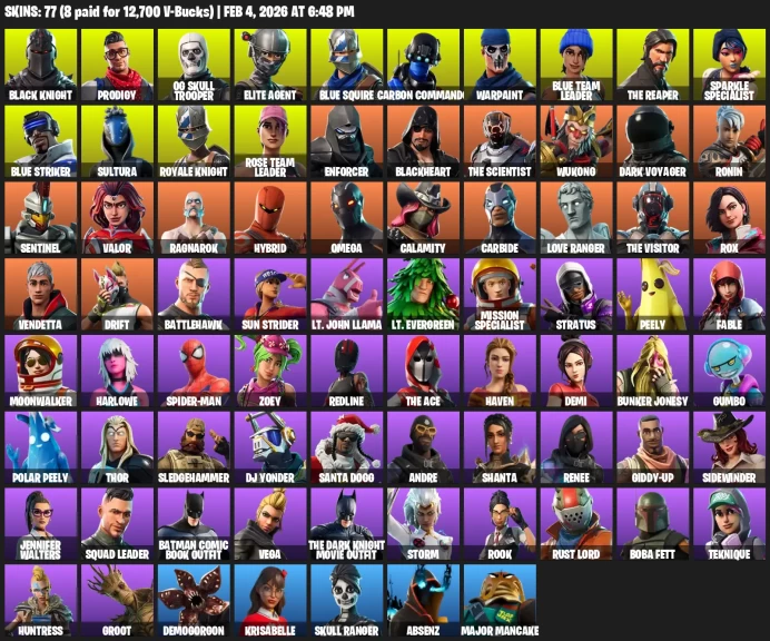 77 Skins | OG Skull Trooper | OG Raiders Revenge |
