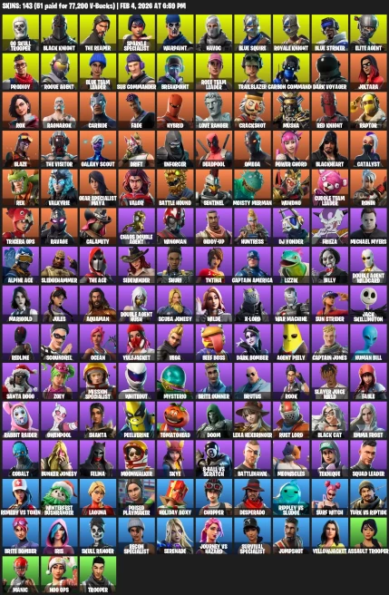 143 Skins | OG Skull Trooper | Black Knight | The Reaper | Sparkle Specialist |