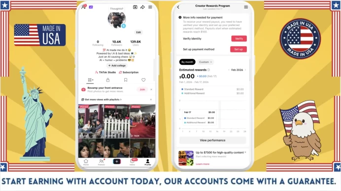 US Monetized Creator Rewards Program Account | 10k Real Followers & 139k Likes | Real screenshots + Full Access + Account in Good Standing