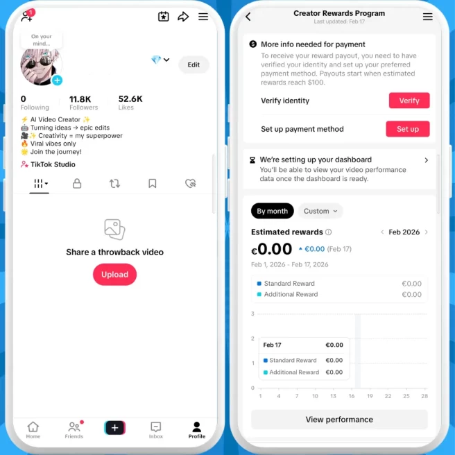 [Discounted] France Monetized Creator Rewards Program Account | 11K Followers & 52K Likes | Verified Screenshots + Instant Delivery