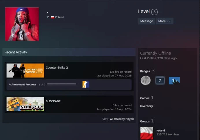 CS2 Prime 136 hours+2Medals(Paris 2023 Silver Coin/Global Offensive Badge)