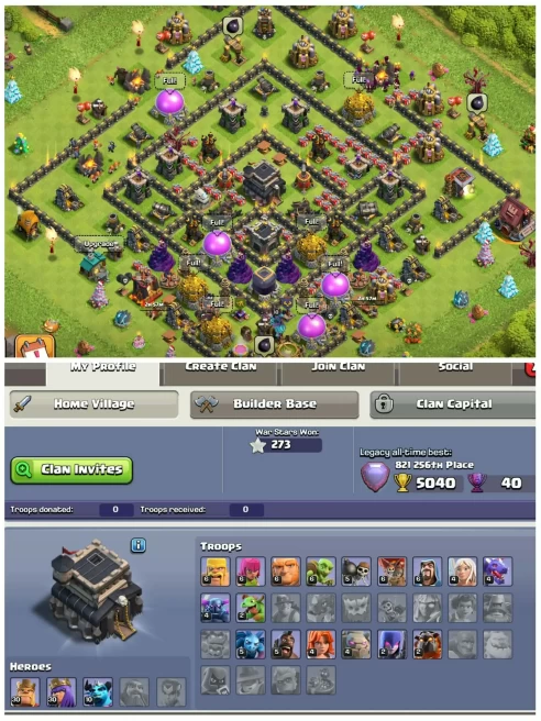 [Th9 Maxed Legend Hit]||6 Digit Global Rank||5040 All Time Best||40 Legendary Trophy||Spam Red Gift Box|3300 Gems|Exp:96