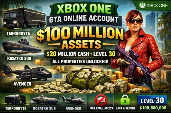 XBOX ONE GTA Online Account – 100 Million Assets – $21 M Pure Cash – Level 30 – All Properties – Handcrafted – Full Access