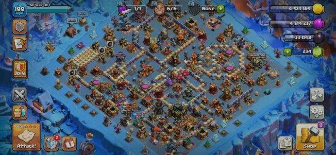 TH 17 - TH 16 Max, 8 Equipment Epic, Defense Max, Wall Max, 1 Map Skin, 7 Hero Skin
