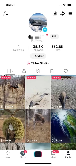Monetized Account/ 35K Real Followers+520K Real Likes/ Creator Rewards Program Activated/ Live Stream/ Full Access