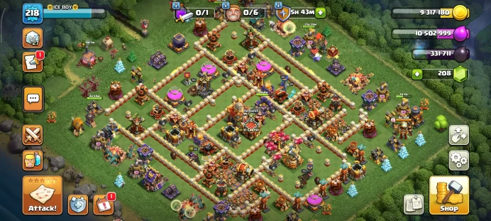 Full warranty-Secure account-Th 16max-level 218-Equipment Epic 9-Gem 200-Magic Items-heroes 93/95/79/70/45 - Android & ios