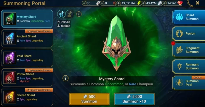 Starter with Helicath + Shards : 153 Ancient, 32 Void, 22 Primal, 4 Sacred | Ninja + 16 Login Legendary | Mine max