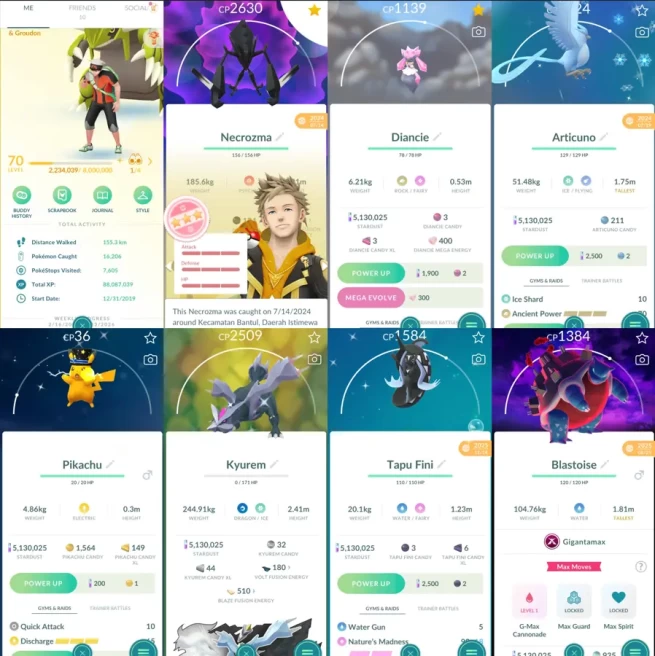 1979 Level 70 2019. Necrozma100 Shiny: Articuno, Groudon, 