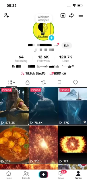 Instanly Delivery/ Monetized 12K Real Followers+120K Real Likes Account/ Creator Rewards Program Activated/ Live Stream/ Full Access