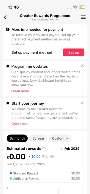 France Monetized Account/ 68K Real Followers+350K Real Likes/ Creator Rewards Program Activated/ Live Stream/ Full Access