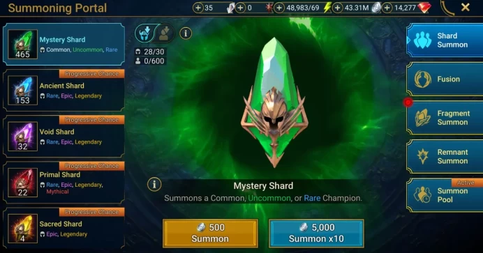 Starter with Helicath + Shards : 153 Ancient, 32 Void, 22 Primal, 4 Sacred | Ninja + 16 Login Legendary | Mine max
