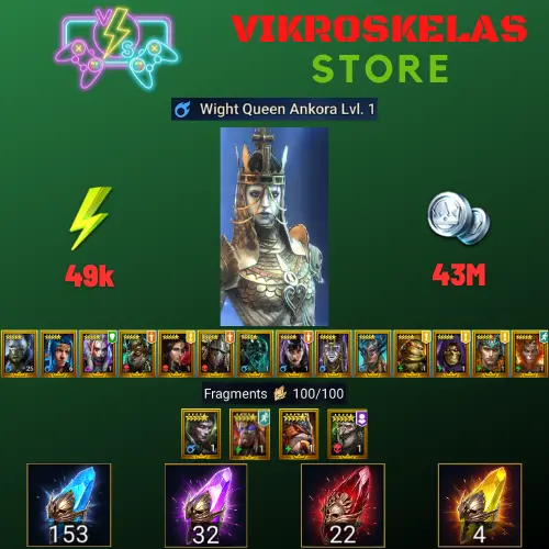Starter with Ankora + Shards : 153 Ancient, 32 Void, 22 Primal, 4 Sacred | Ninja + 16 Login Legendary | Mine max