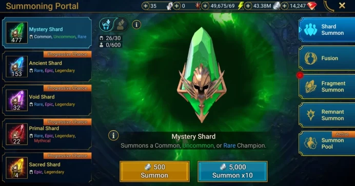 Starter with Ankora + Shards : 153 Ancient, 32 Void, 22 Primal, 4 Sacred | Ninja + 16 Login Legendary | Mine max