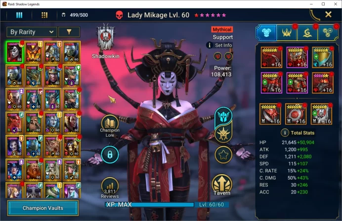 END GAME 10M Pwr|Myth Mikage + 58 Legend|25+ Legend Full Book(Artak,Valkyrie,Warlord)|Lvl 240 Great Hall|Well Progress|RSL1226
