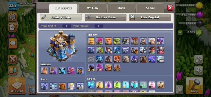 (TH_18(XP 220)(IT COC)(HERO:64/70/43/46/30)( 2500 GEM)(All defensive structures, maximum Town Hall 16)(80 % PETS MAX)(LIFTIME  WARANTY)