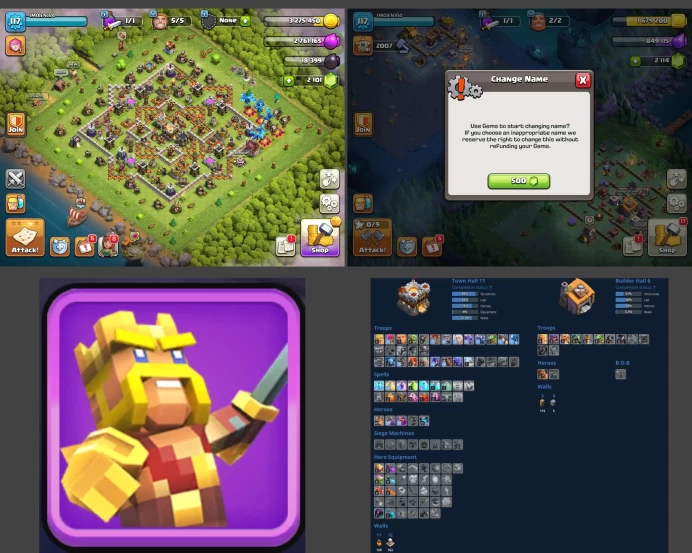 ■TH:11 (+75%) ■Heroes: K40 Q50 P20 W20 ■Skins:1 ■Gems:2k ■BH:6 ■Full Access ■Instant Delivery ■A5445