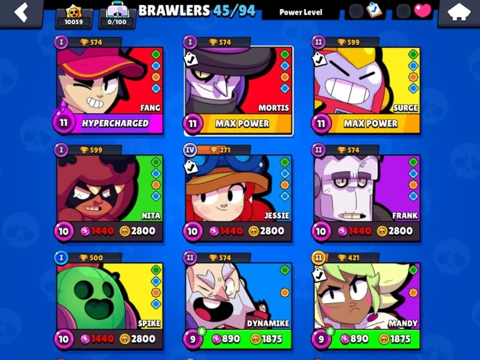 10 k cup/45 brawrs/23 skin/3 brawl max/brawrs/12000 point/37 gem/Lifetime warranty(C2180)