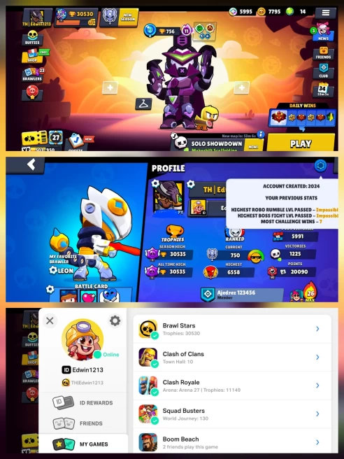 COMBO BS+CR, 30.5k TROPHY, 42 HYPER, 362 OP SKINS , 761 PINS, 350 ICONS, + LEVEL 59 CR  11k CUPS, [ 1- MAX, 10- L15, 16- L14 ], 18 EVO, 117 EMOT