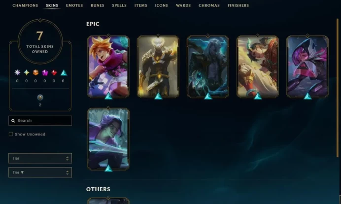 EUW - Unranked - 7 Skin - Level 10 - OE1960 - BE 19.1k - RP 25 - Champion 23 - 3 Shards - 8 month xp boost - Code1459