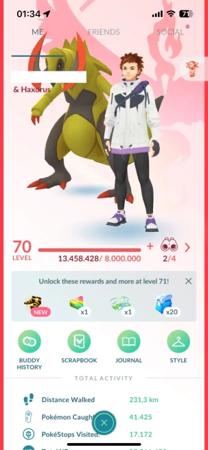 Level 70, 4 Legendary IV100, 215 Pokemon 3000CP+, 145 Shiny, 180 Legendary, 318 IV 100, 18 Shiny Legendary, 27 Shadow Legendary