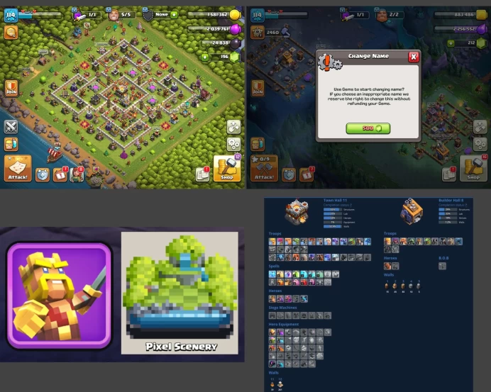■TH:11 (+70%) ■Heroes: K41 Q40 P20 W12 ■Skins:2 ■BH:8 ■Full Access ■Instant Delivery ■A5599