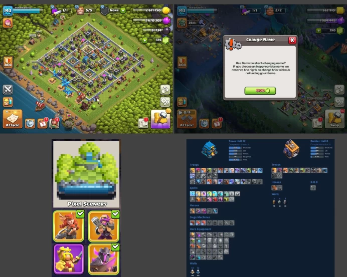 ■TH:12 (+70%) ■Heroes: K49 Q62 P30 W23 ■Skins:4 ■BH:8 ■Full Access ■Instant Delivery ■A5638