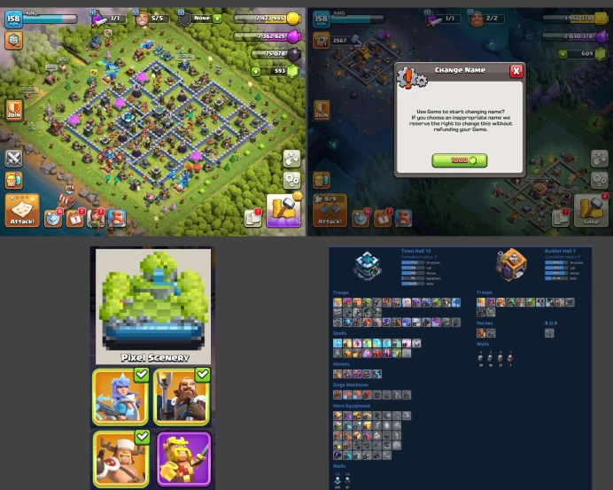 ■TH:13 (+60%) ■Heroes: K61 Q67 P40 W37 C11 ■Skins:5 ■BH:7 ■Full Access ■Instant Delivery ■A5839