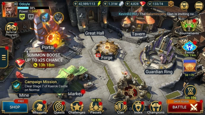 Lv 43 1,04M Power|1 Mythical(Galathir)22 Legendary(Auditore,Predator,Roxam,Xenomorph,Dracomorph)42,9k Energy|Plarium(RSL1234)