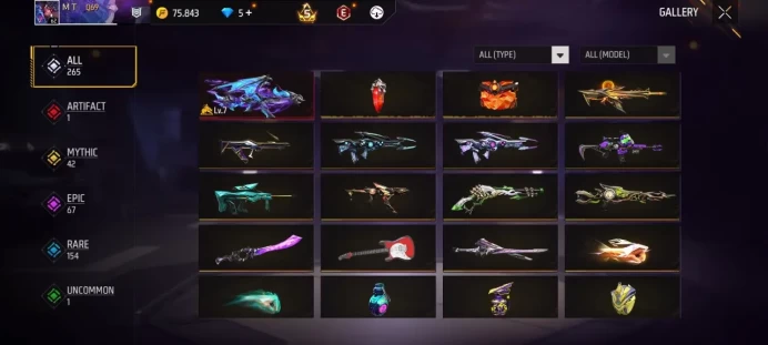 Lv 62 / Best account / 1 ARTIFACTS Gun Max (Ak drogon 7) / Emote 35 / cod 36