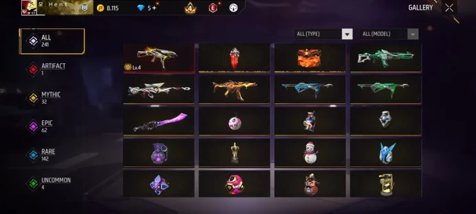 Lv 63 / 1 ARTIFACTS Gun / Emote 24 / cod 41