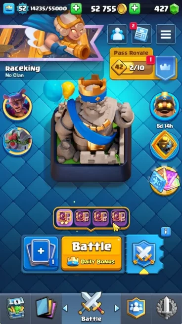 Lv 52|Trophy 9094|KTL 11|Limit Skin|Card 121|1 Hero 13 EVO 8 Champ 21 Legend 33 Epic 30 Rare 29 Comon|BS tropy 26K|Email(CR1494)
