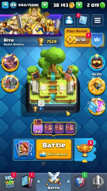 Lv 44|Trophy 7524|KTL 14|Limited Skin|Card 120| 1 Hero 4 EVO 7 Champ 21 Legendary 33 Epic 30 Rare 29 Common|Take Email(CR1496)