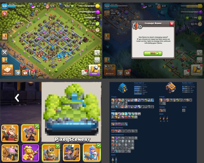 ■TH:12 (+80%) ■Heroes: K53 Q64 P30 W25 ■Skins:8 ■BH:9 ■Full Access ■Instant Delivery ■A6005